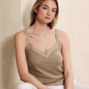 Banana Republic Beige Wide Trim Sweater Tank Knit Camisole Top - Size Small